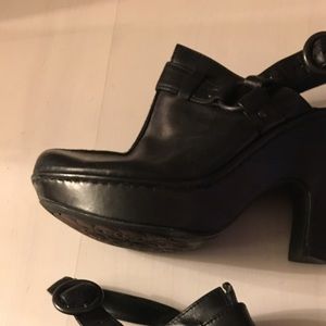 Born BOC black leather mules size 9/40.5